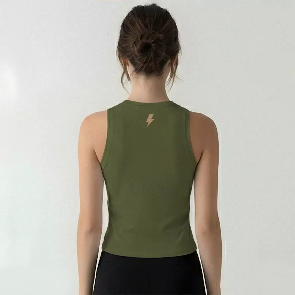 TDACTIVE Kaos Lari Wanita Lengan Pendek Drifit hijau olive krem 3stripe tdbolt LSF42