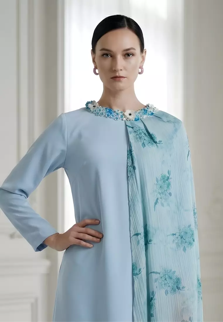 Asymmetrical Side Cape Kaftan in Silk