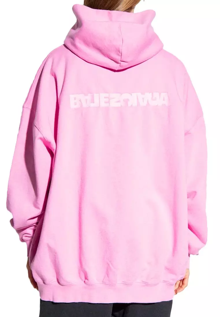 balenciaga pink logo hoodie