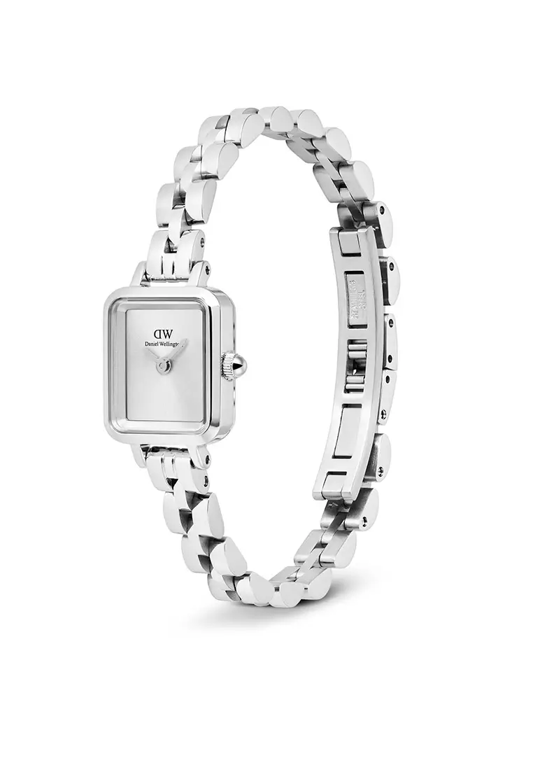 Quadro Mini Arch 3-Link White Silver Sunray Silver Women Watch stainless steel watch DW Official Authentic Original
