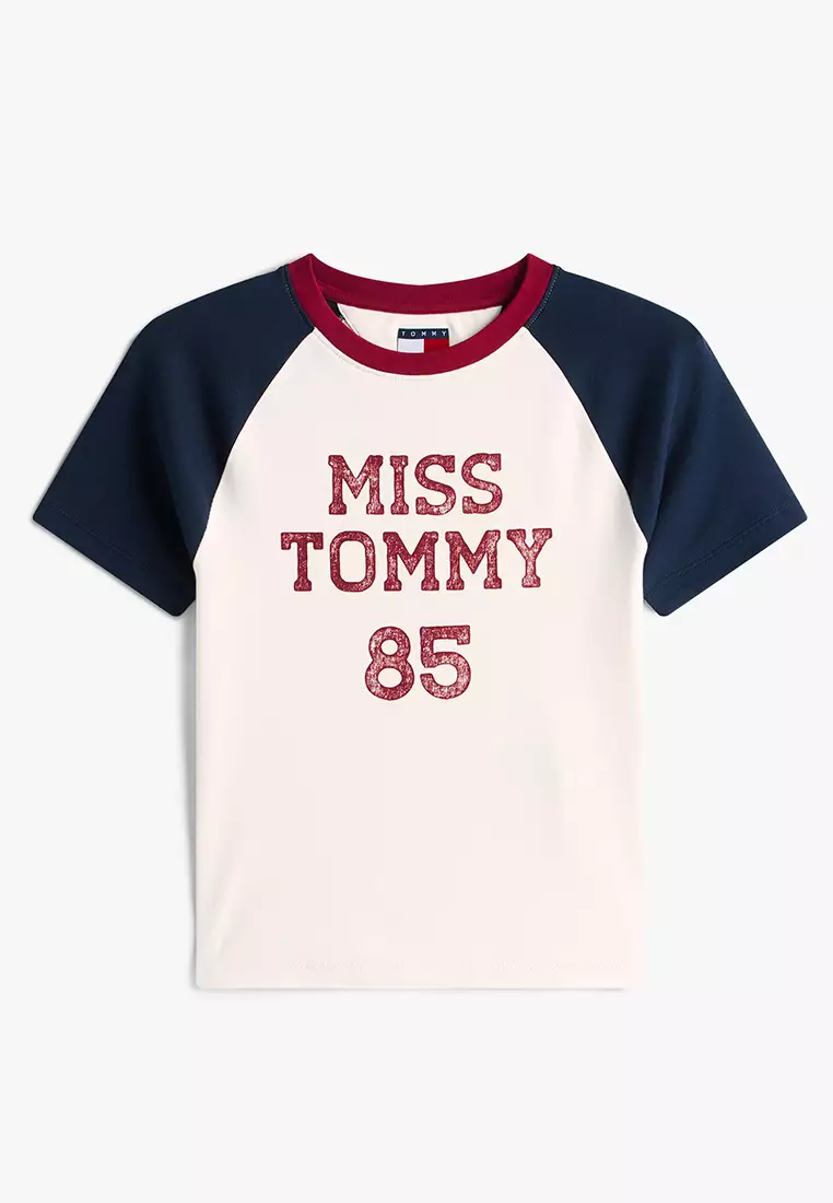 Logo Slim Raglan Sleeves T-Shirt - Tommy Jeans