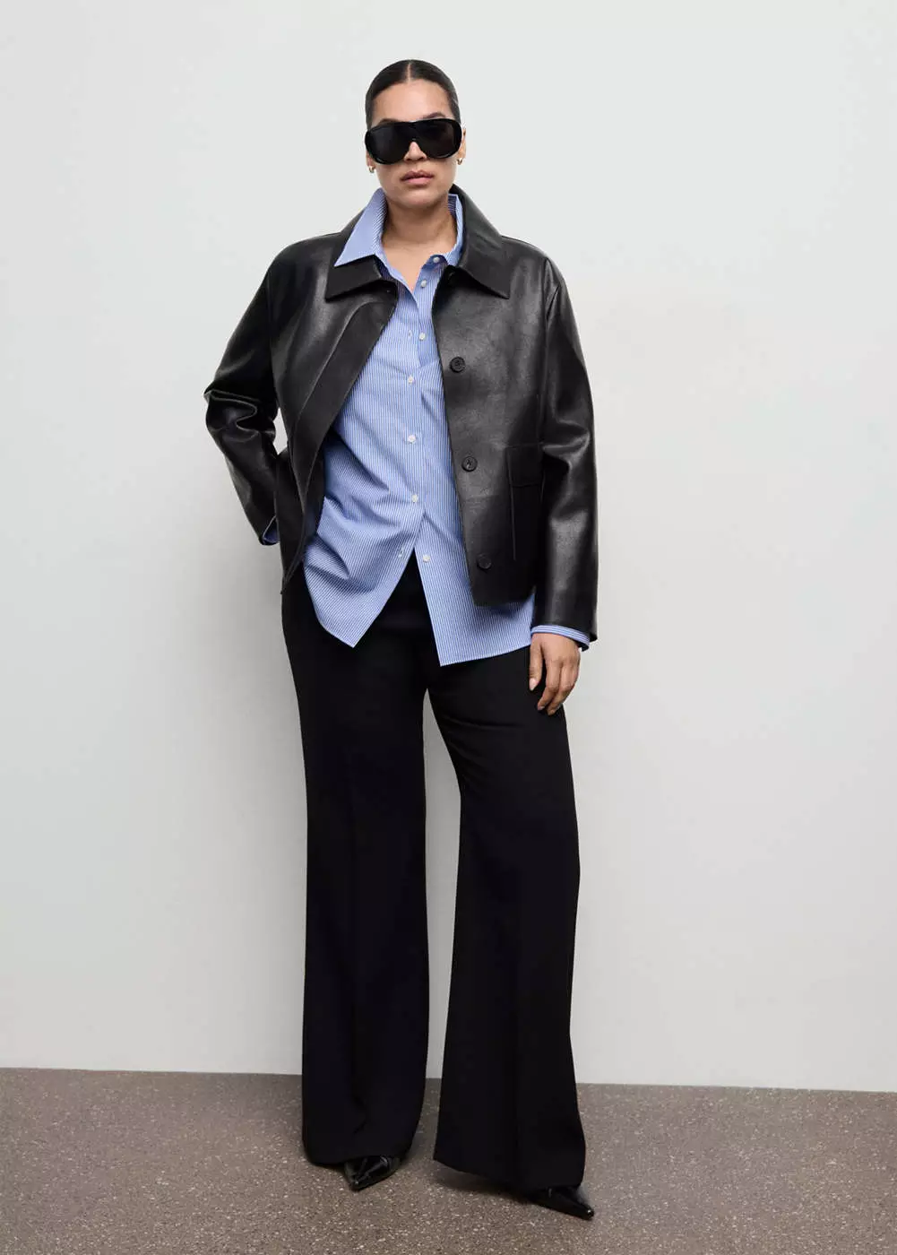 Kemeja lurus campuran katun dan lyocell