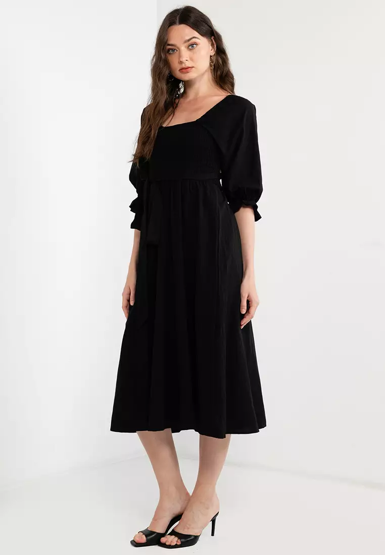 Buy Artist Enid Puff Sleeved Midi Dress 2024 Online | ZALORA Singapore