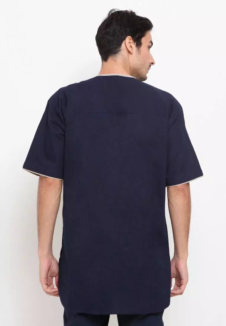 Zayidan Baju Koko Gamis Muslim Pria Umar - Navy