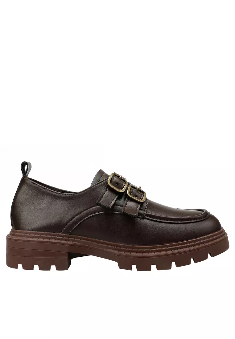 Discount on Twenty Eight Shoes  shoes - SKU: Double Buckle Leather Loafers Te66-8