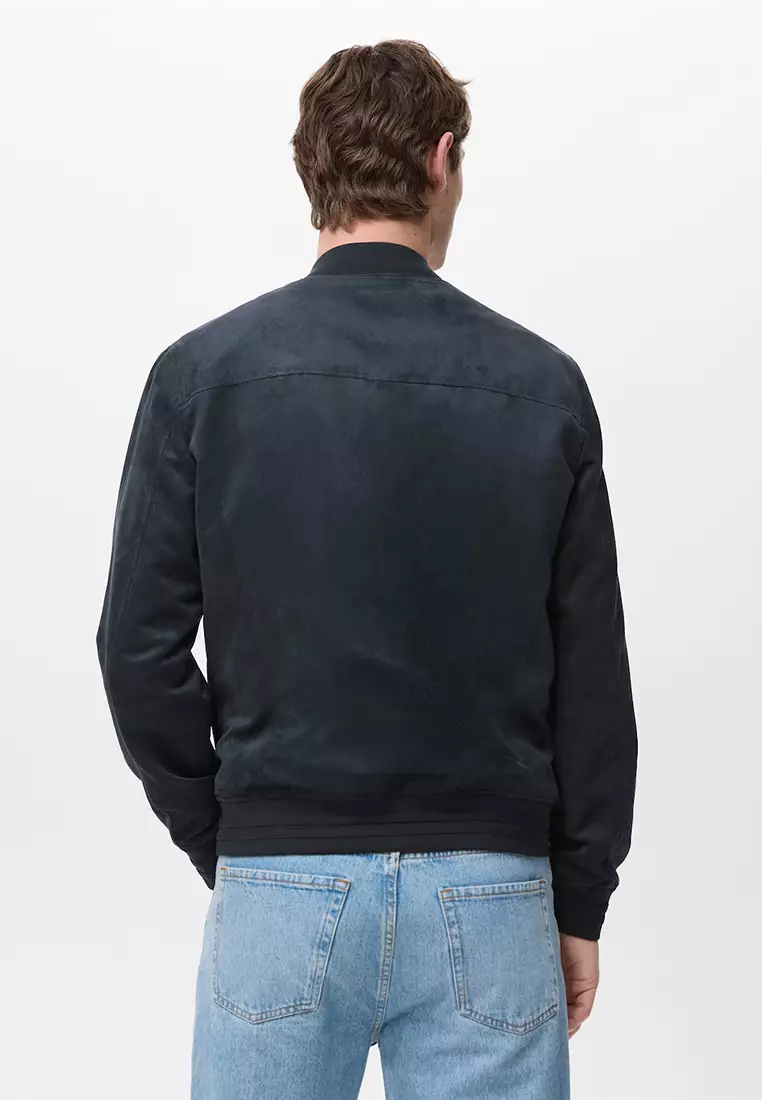 Suede-Effect Bomber Jacket