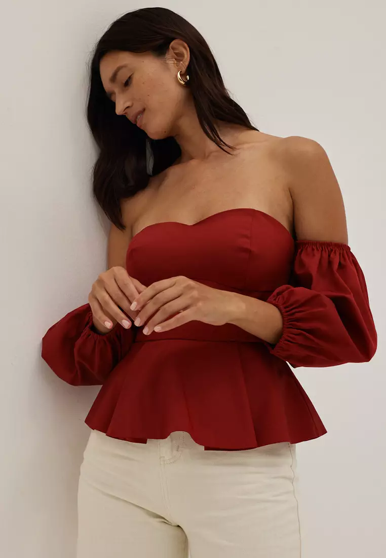 Detachable Sleeve Bustier Top