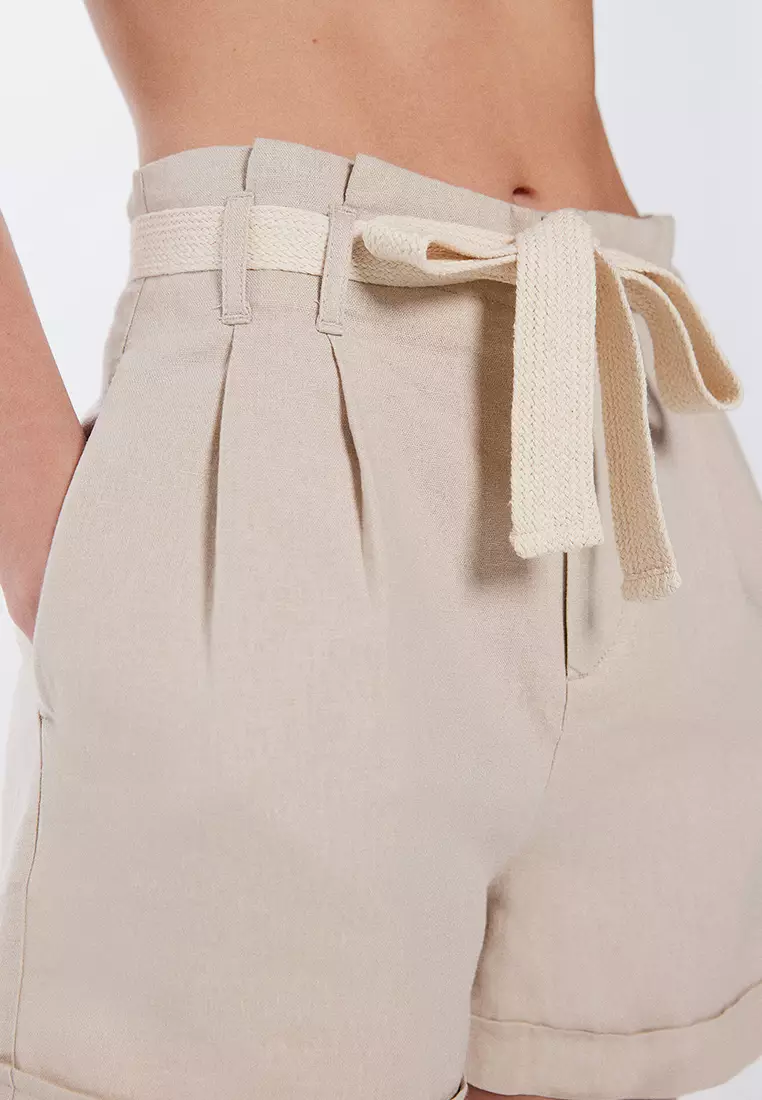 Linen Belted Shorts
