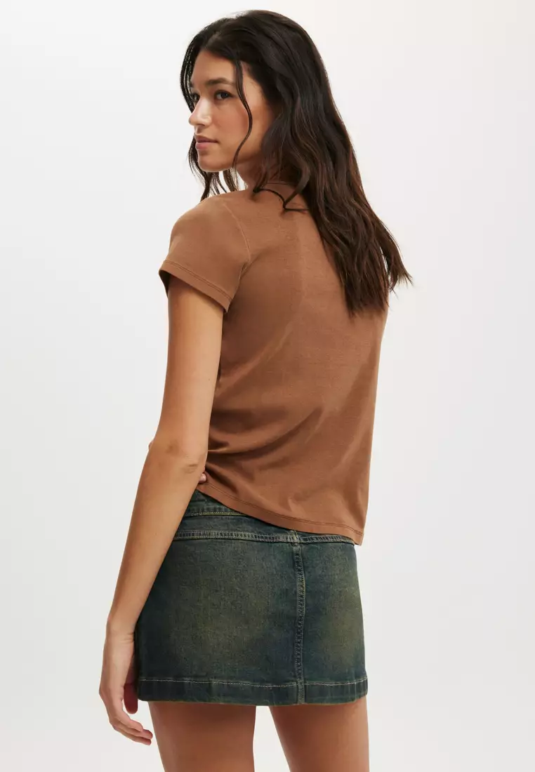 Micro Pleat Denim Skirt