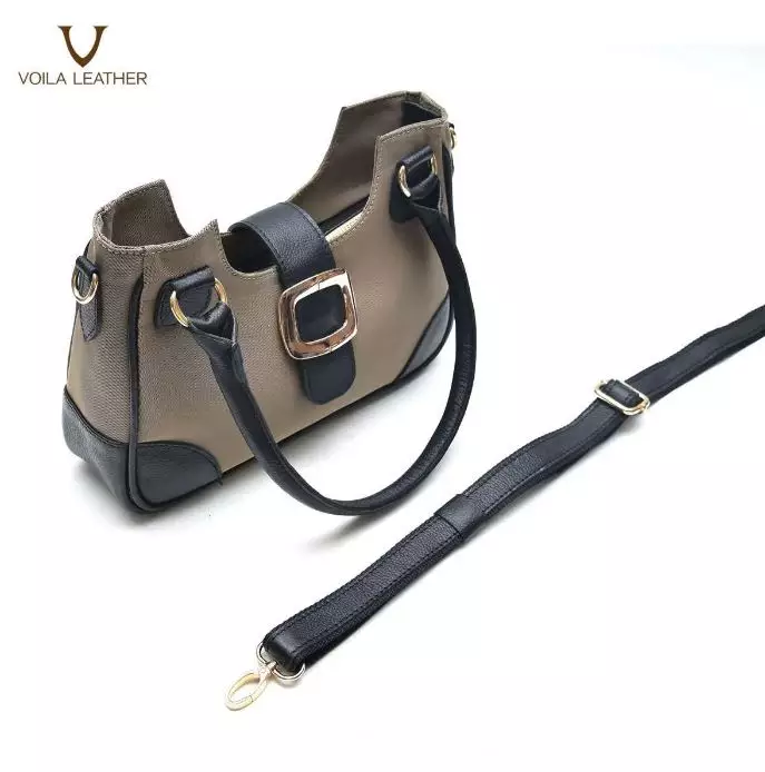 Medium Tote & Sling Nylon Kombinasi Kulit Asli Voila Fara Mocca