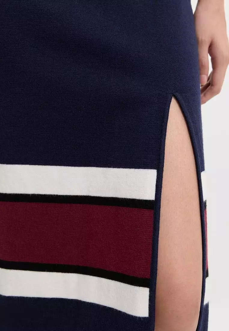 Sleeveless Polo Dress with Front Slit