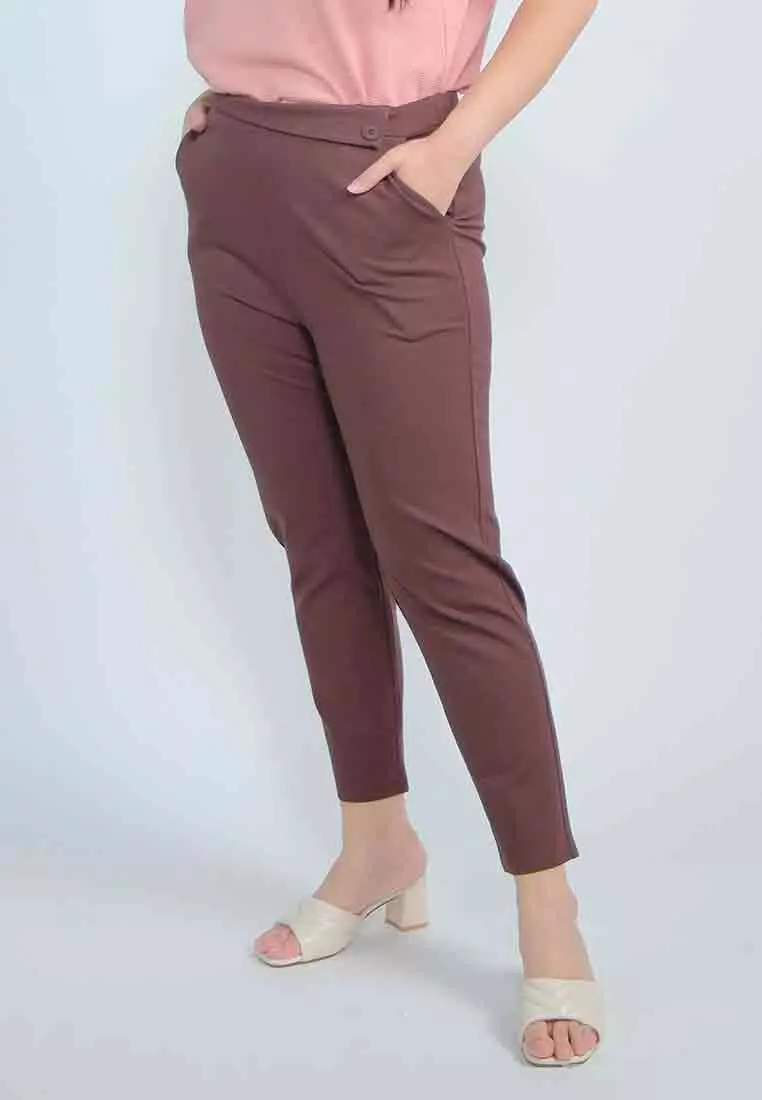 Milly Plus Size Wrenn Spandex Pants with Asymmetrical Tab Detail