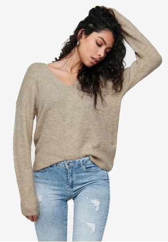 Jual Jacqueline De Yong Drea Long Sleeve V Neck Pullover Original Zalora Indonesia