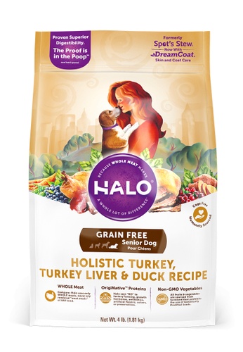 Halo Halo Holistic Grain Free Turkey, Turkey Liver & Duck Recipe for Senior Dog 8F168ES7FC6D3EGS_1