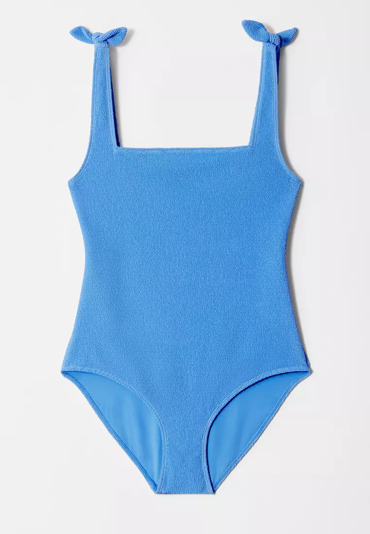 Textured Bow Tie Swimsuit