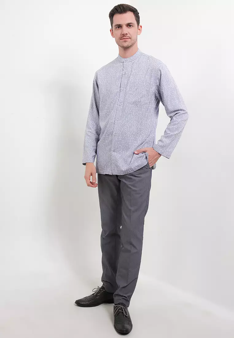 Padma Nara Abu-Abu Lengan Panjang Baju Koko