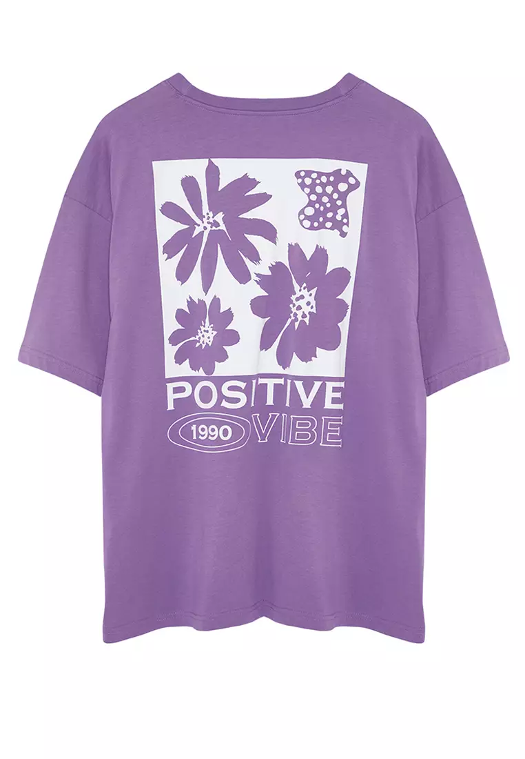 Back Printed Oversized/Wide Fit Crew Neck T-Shirt