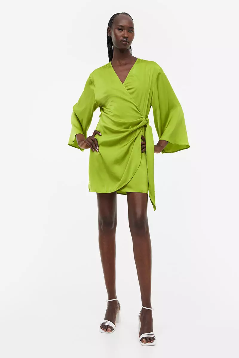 Mango green hot sale wrap dress