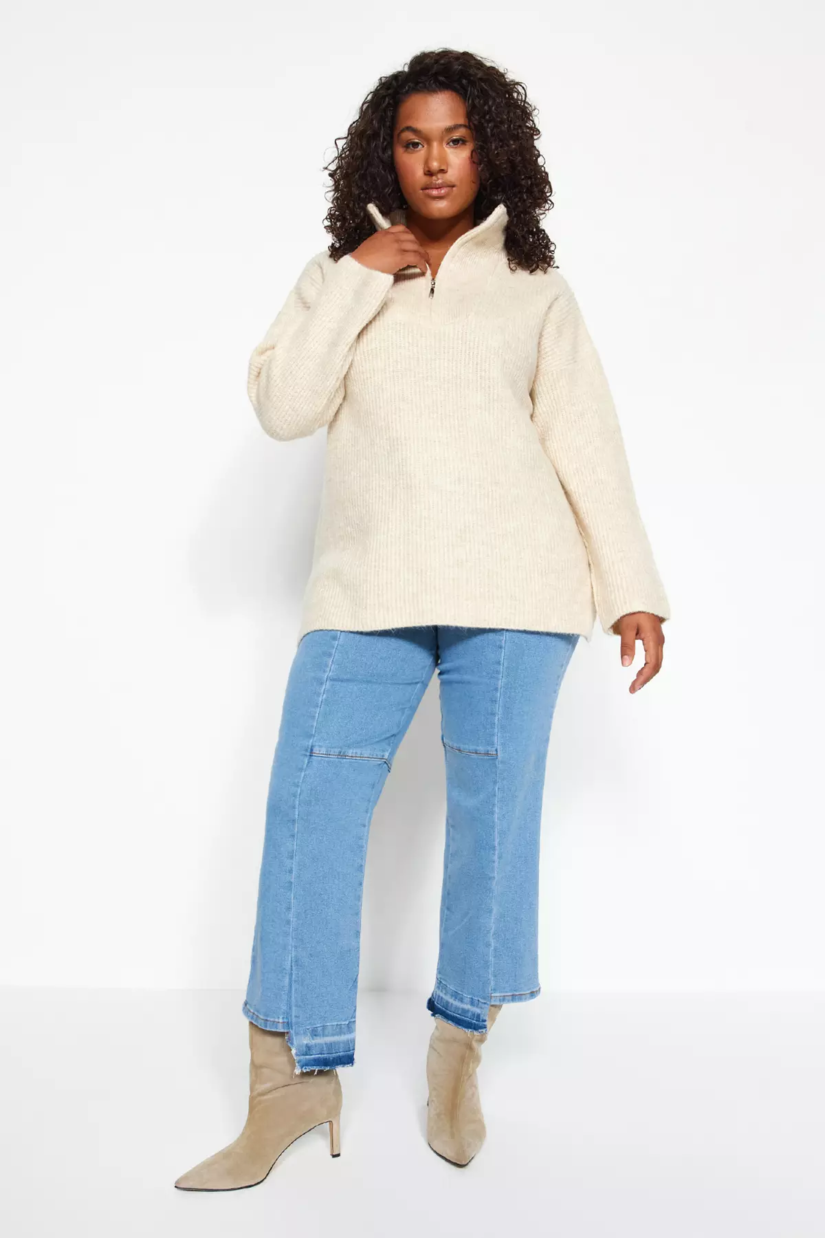 Plus size 2024 beige sweater