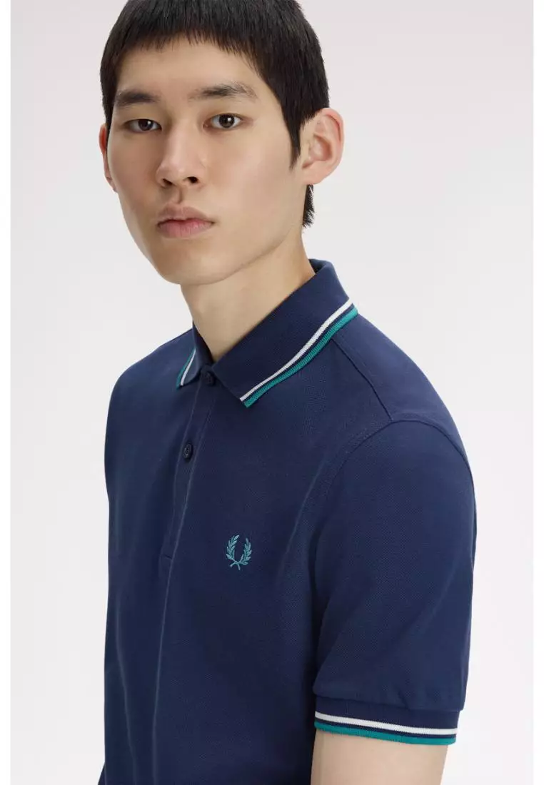 Fred Perry M3600 Twin Tipped Fred Perry Shirt (Tennis Blue / Snow White / Deep Mint)