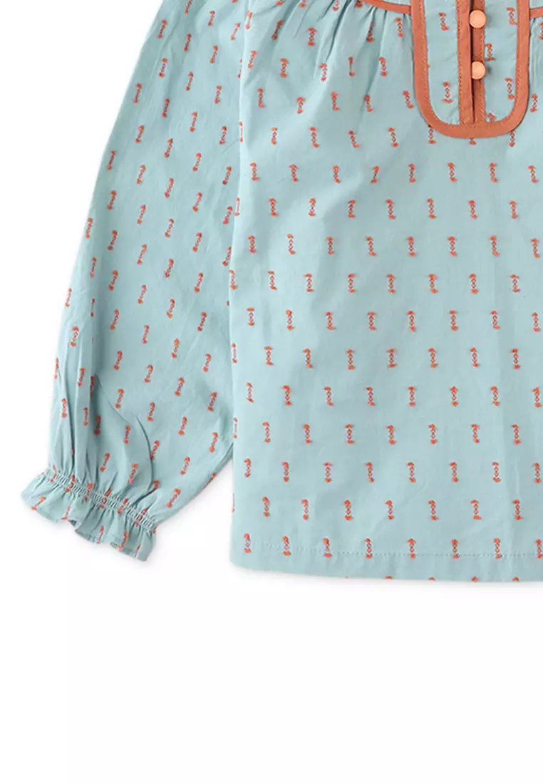 Girls Dotted Top With Contrast Trim