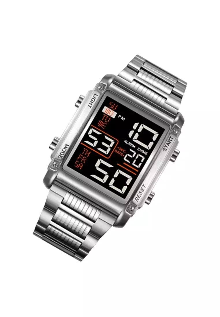 Jam Tangan Pria Digital Alarm Chrono Material Stainless Steel WB06 Waterproof ORIGINAL