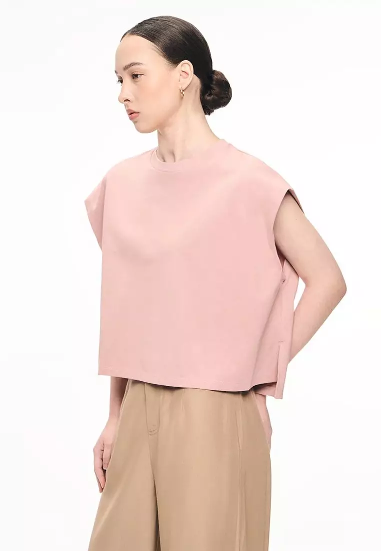 Women's Gathered Hem Crew Neck Top