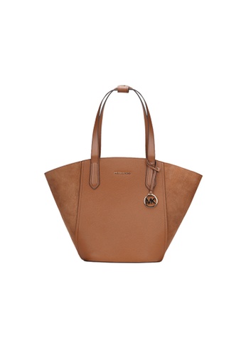Buy MICHAEL KORS Michael Kors PORTIA Large Solid Leather with Suede Leather  Women's One Shoulder Tote Bag 35F1GPAT3S LUGGAGE 2023 Online | ZALORA  Singapore