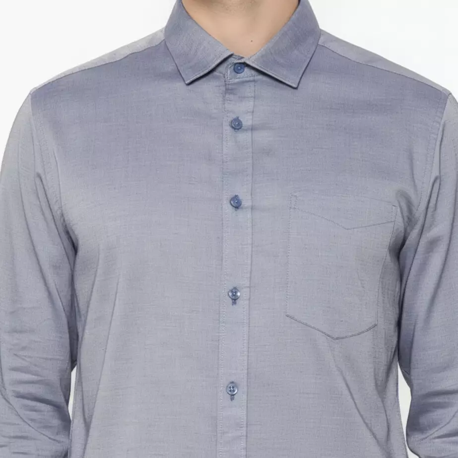 Lawell Kemeja Pria Lengan Panjang Slim Fit Katun 100% Warna Silver Blue – WALT-MLNS