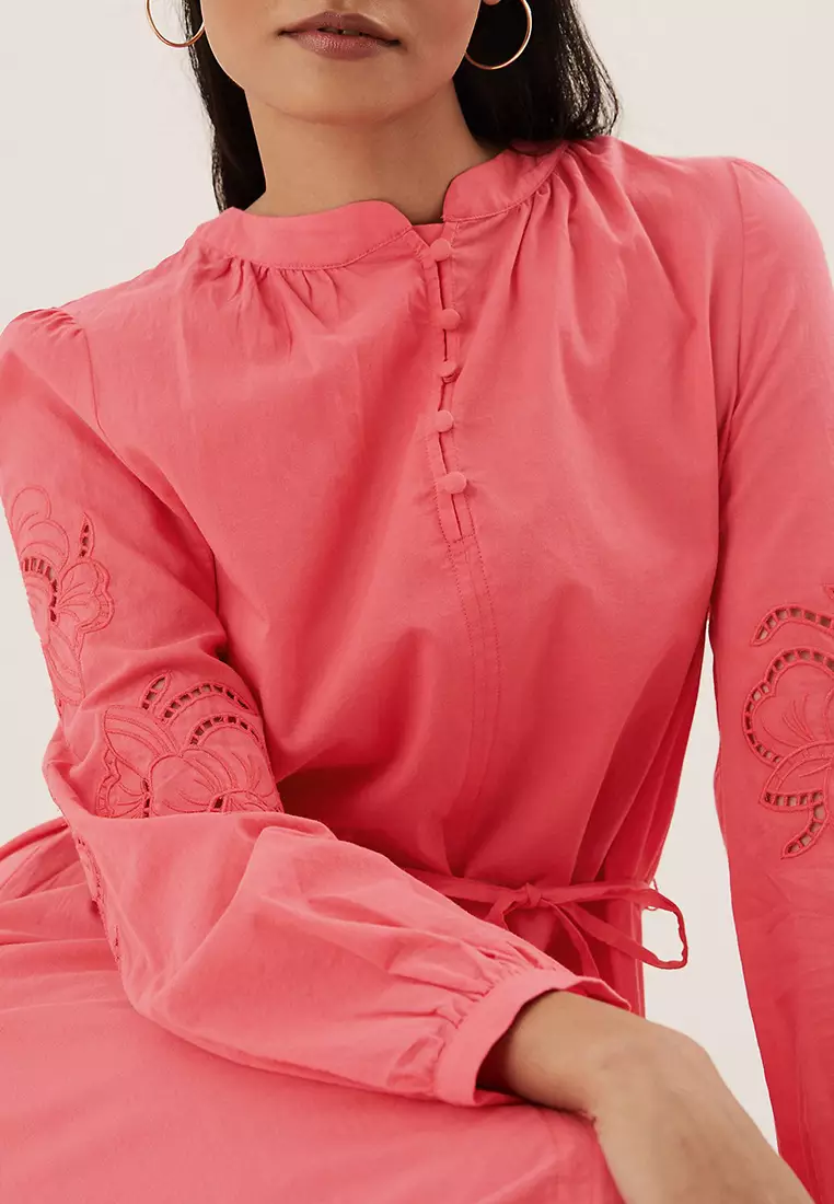 Pure Cotton Cutwork Maxi Column Dress