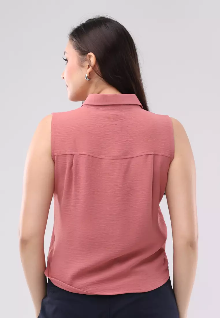 Linen Wrinkles Woven Sleeveless Blouse