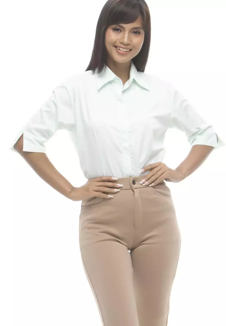 Divina Pinstripe 3/4 Sleeve Office Blouse