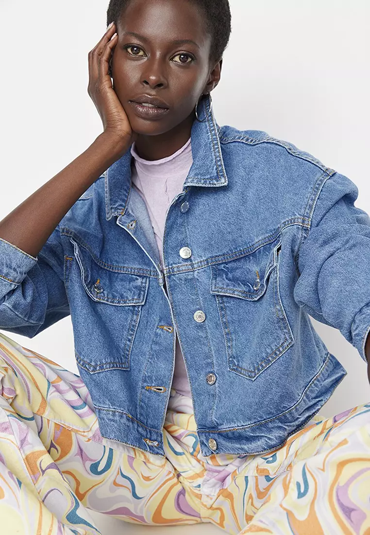 Wrangler cropped denim hotsell jacket