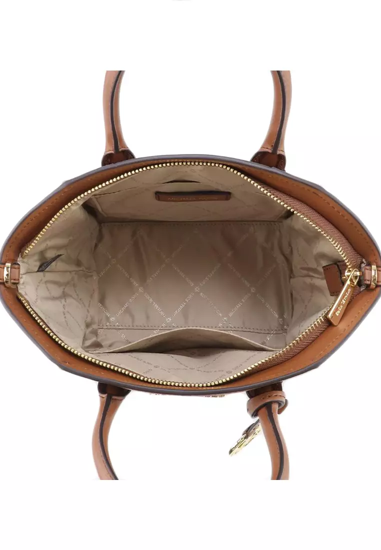 Avril Small Leather Top Zip Satchel - Brown