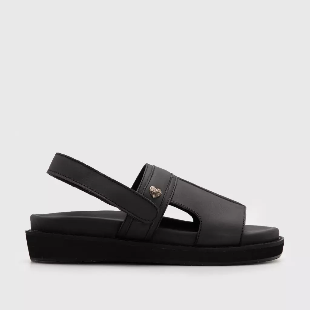 Adorable Projects - Mazza Sandals Genuine Leather Black - Sandal Wanita