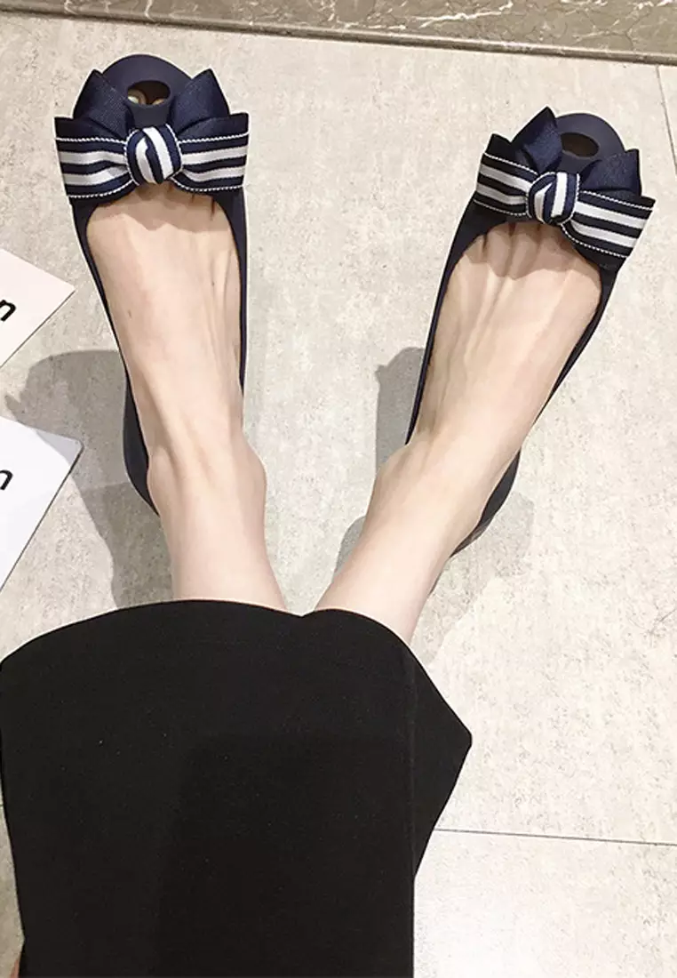 Bow Waterproof Jelly Flats Shoes