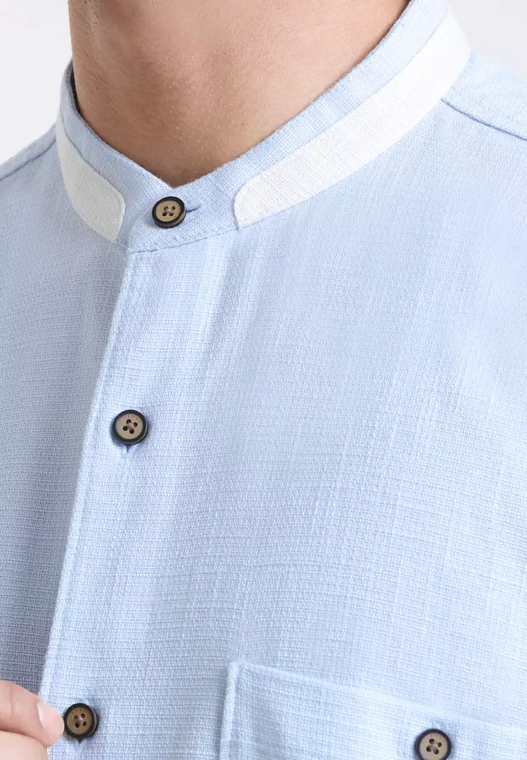 Emba Denim - Aram Two 037 Kemeja Koko Pria Lengan Pendek Blue