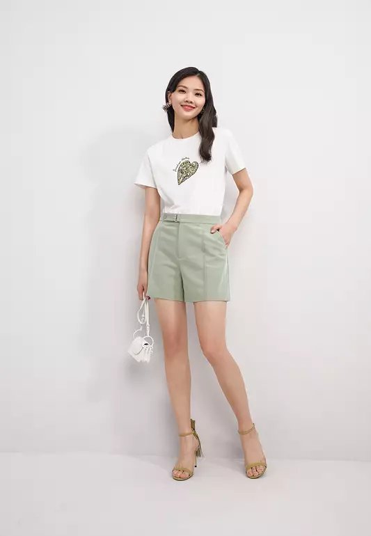 Front Contrast Fold Shorts