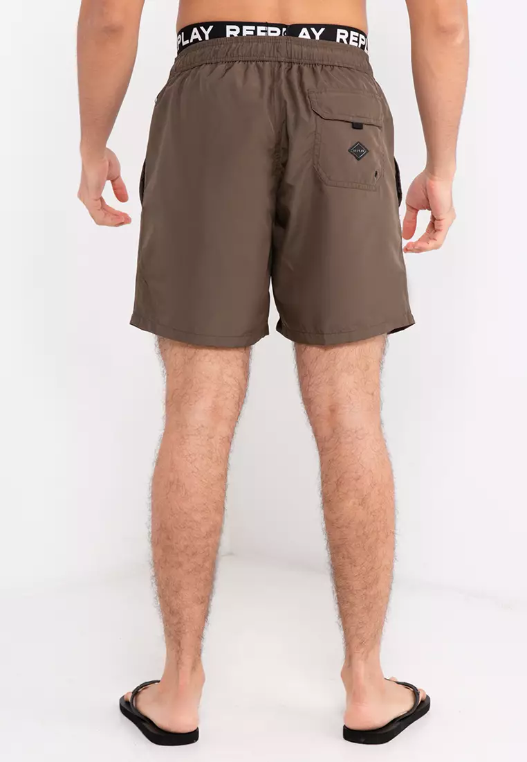 Mens khaki swim trunks online