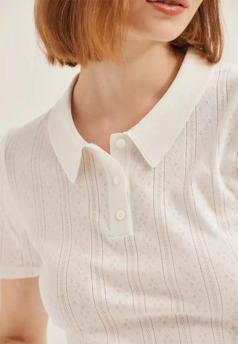 Pointelle Knit Polo