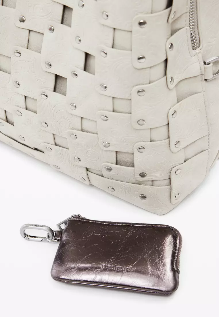 Medium faux leather patch backpack