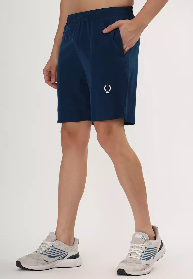 男士侧开衩蓝色透气短裤，运动服，训练，跑步，健身