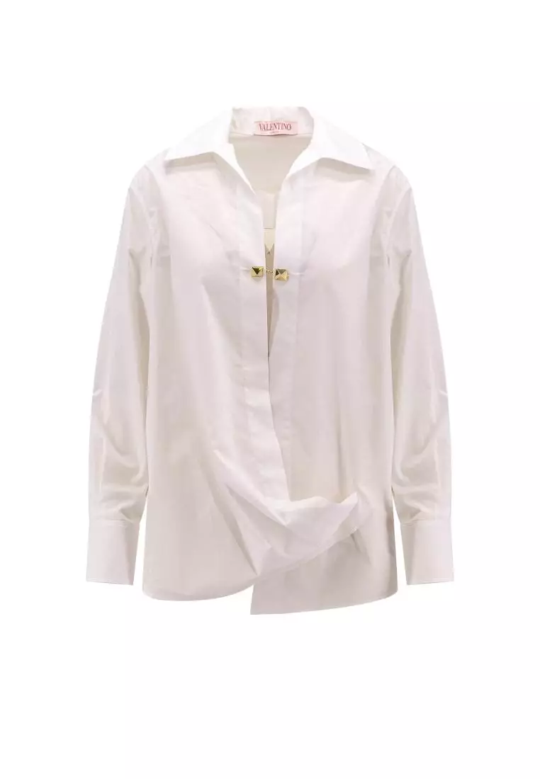 Embroidered cotton-blend bralette in white - Valentino