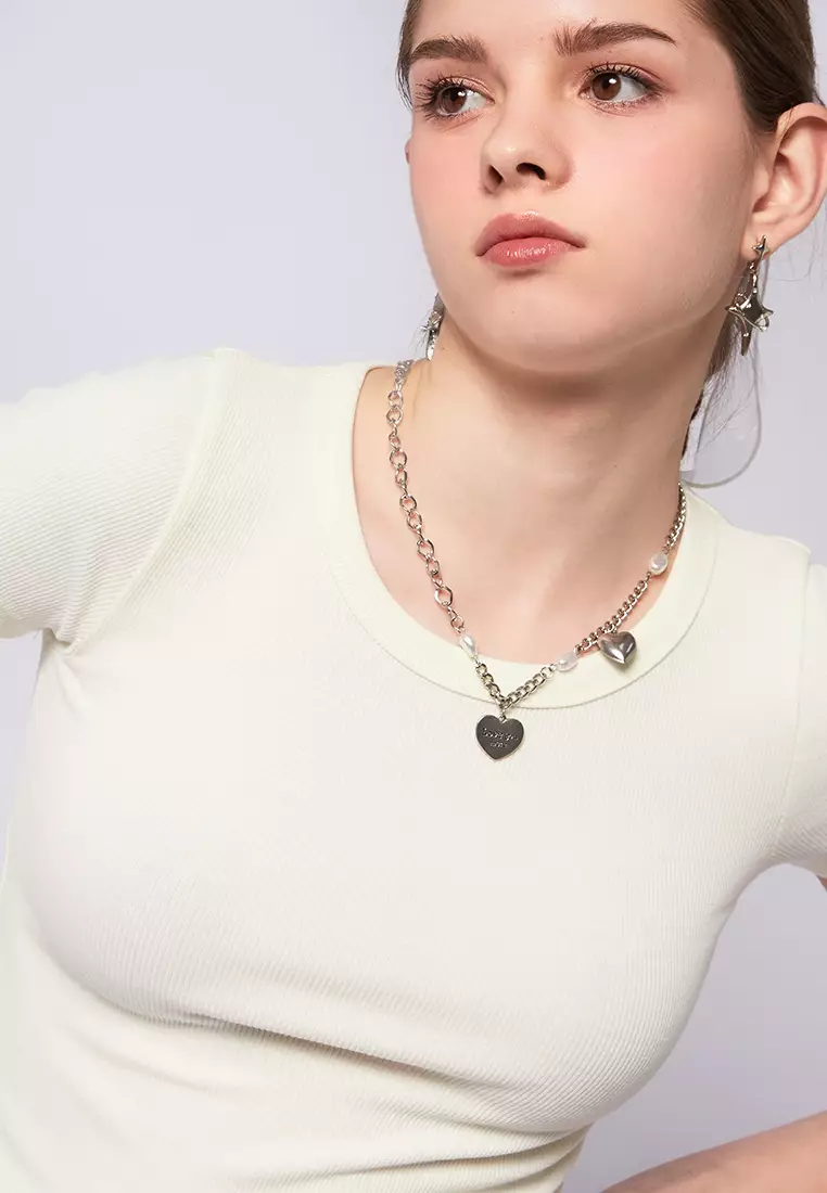 Round Neck Crop Rib T-Shirt