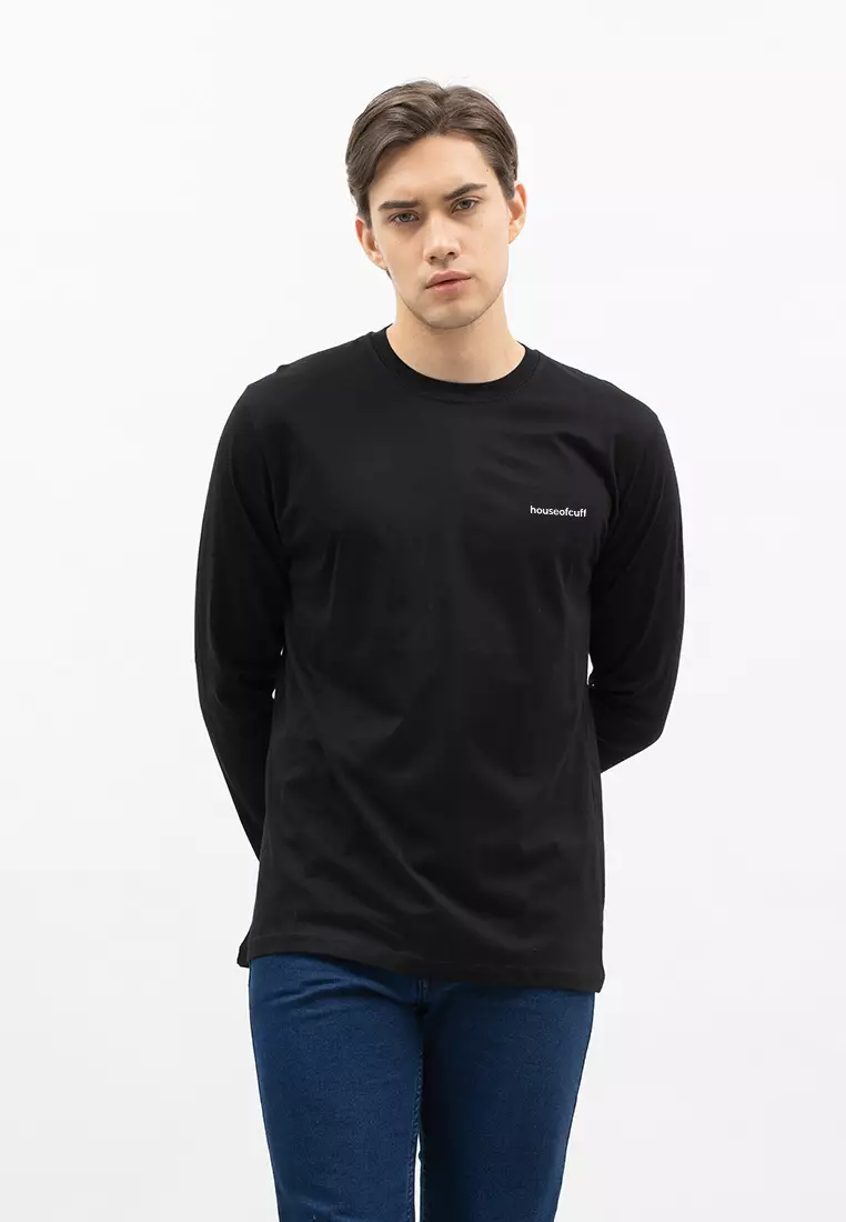 Houseofcuff Kaos Cotton Combed Lengan Panjang Pria Hitam