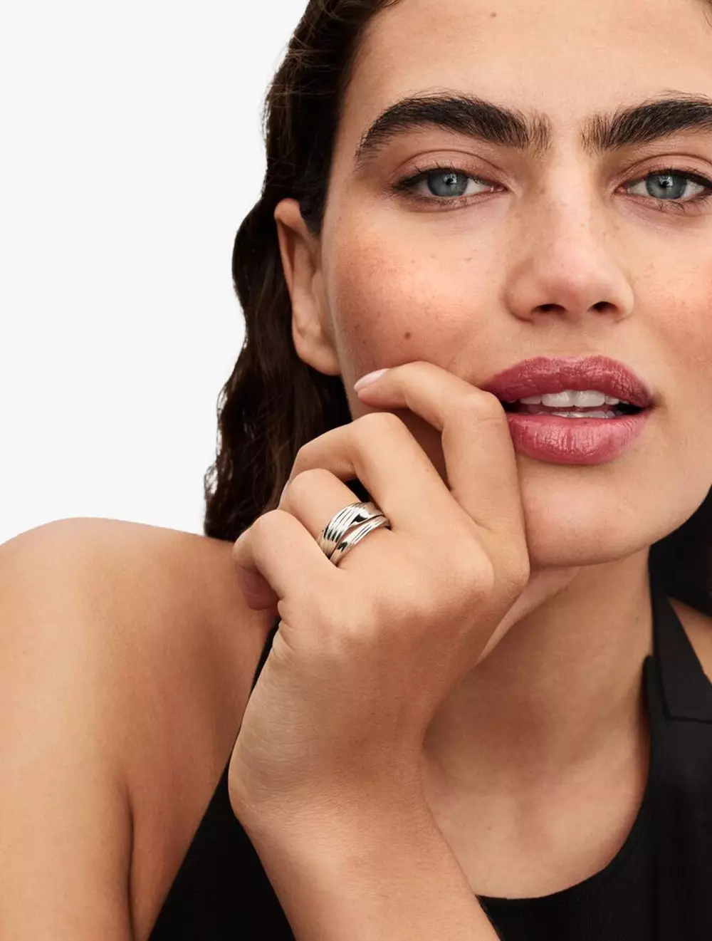 Texture twisted 14k gold-plated ring