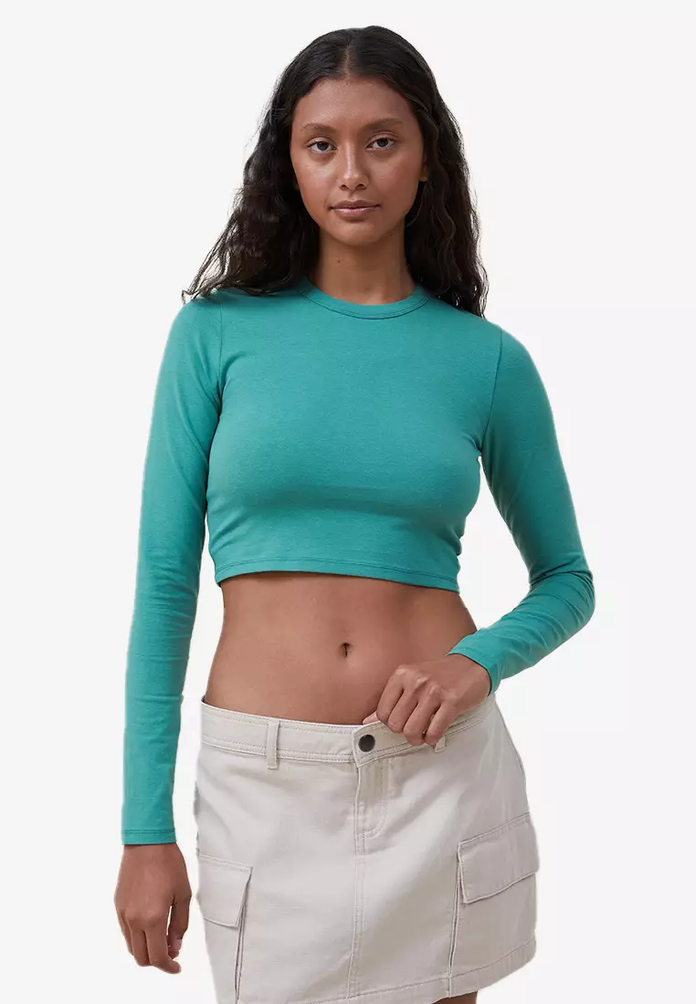 Fitted Long Sleeve Camisole Crop Top