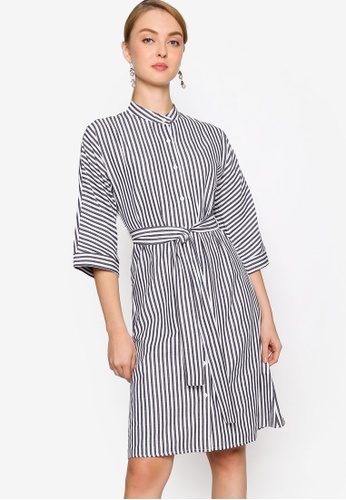 black tie waist shirt dress