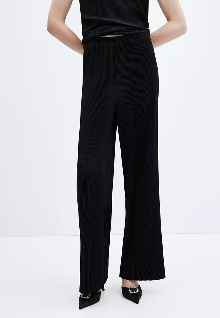 White pleated hot sale palazzo trousers