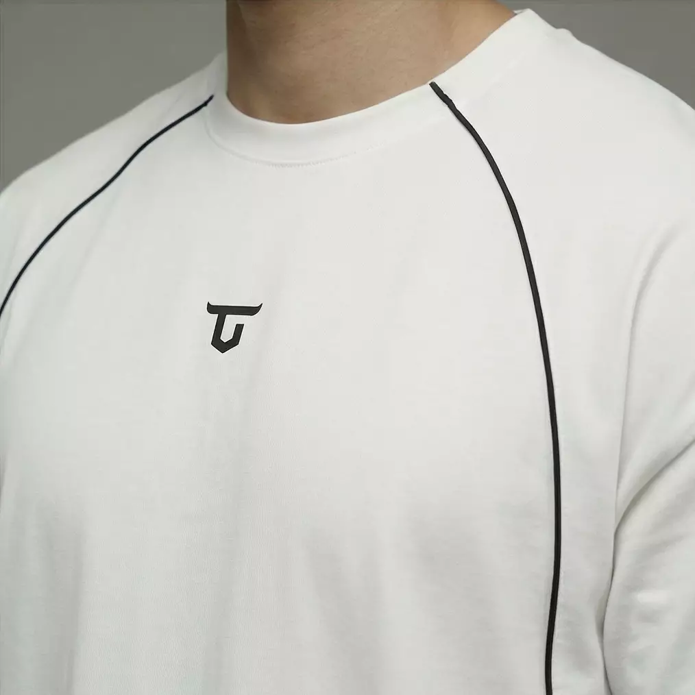 THIRDDAY Kaos Oversize Gym Piped Tracktop Cotton Hybrid 240gsm putih MTZ08